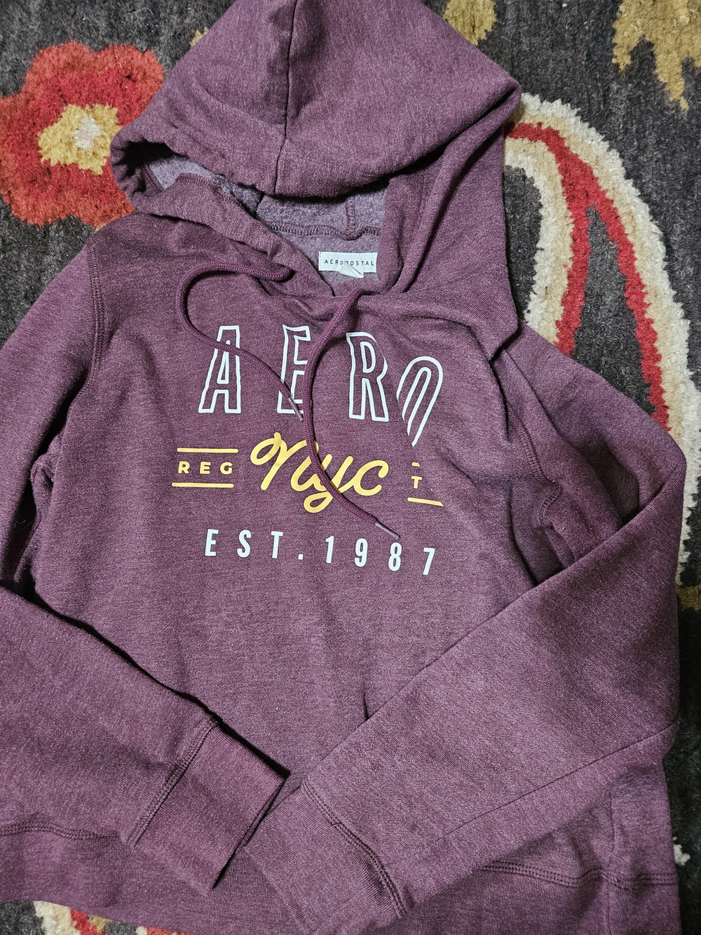 Aeropostale Plush Maroon Sweatshirt with White Label